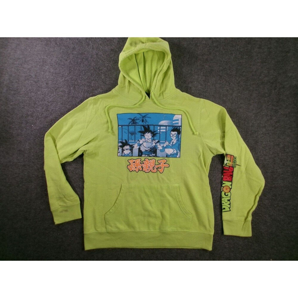 Dragon Ball Hoodie Mens S Lime Green Pullover Graphic Anime Kangaroo Pocket